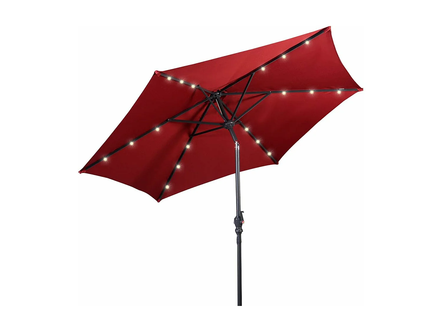 Tuinparasol Dia 300 CM/Offset en Kantelbare Tuinparasol met 24 LED, Wijnrood