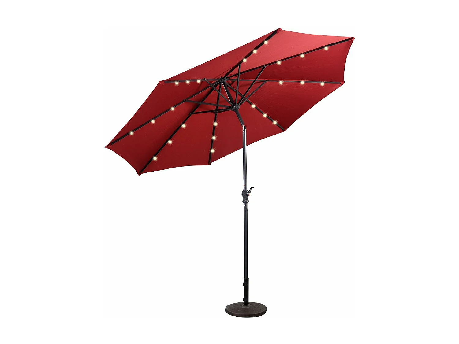 Tuinparasol Dia 300 CM/Offset en Kantelbare Tuinparasol met 24 LED, Wijnrood