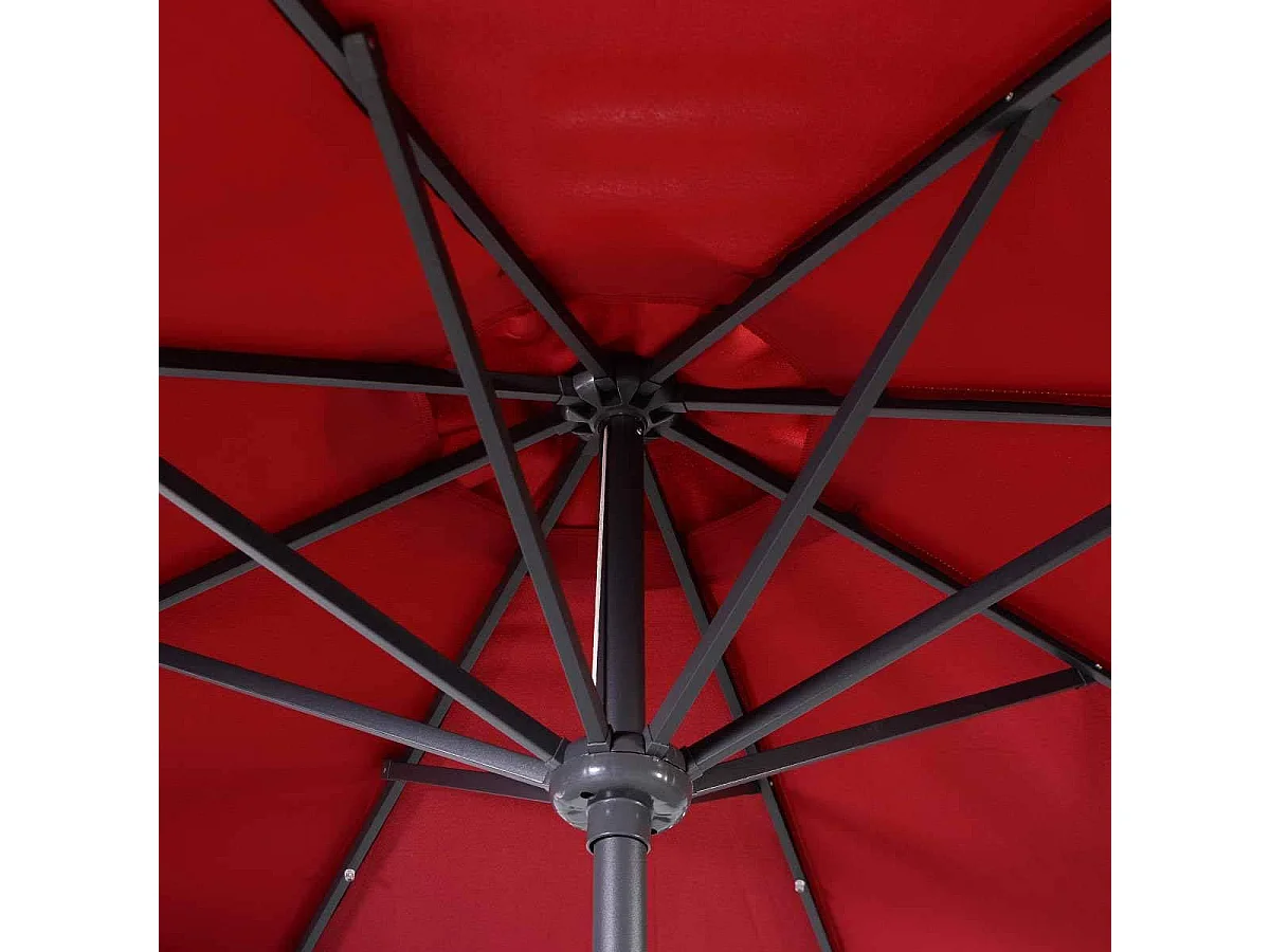 Tuinparasol Dia 300 CM/Offset en Kantelbare Tuinparasol met 24 LED, Wijnrood