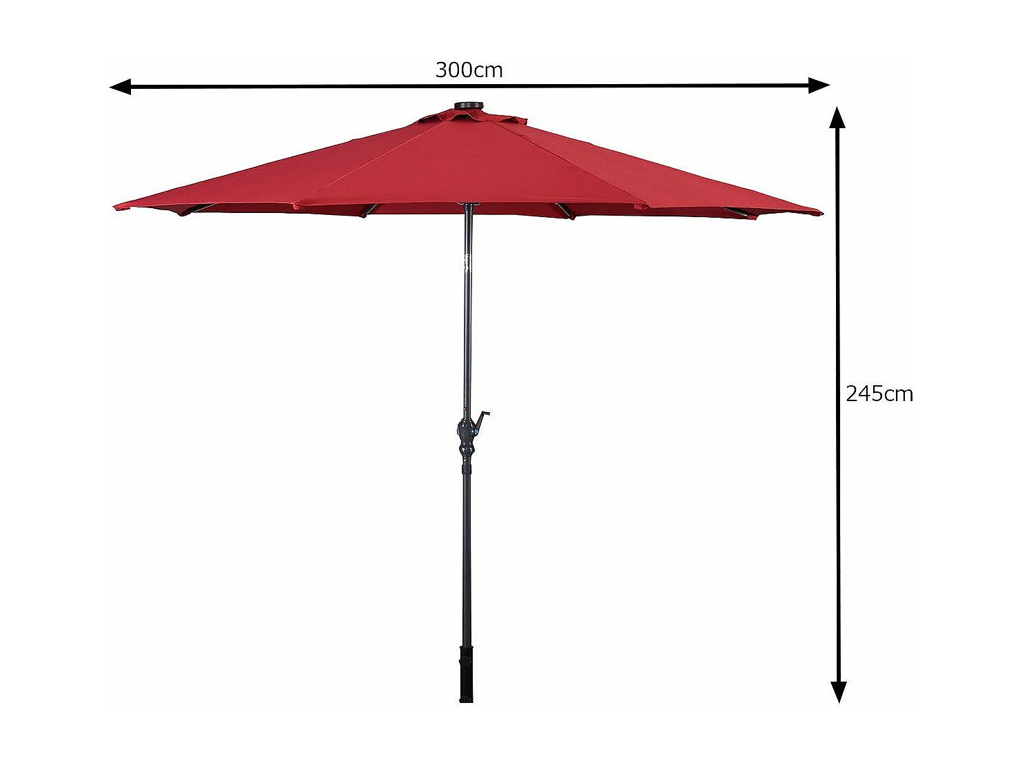 Tuinparasol Dia 300 CM/Offset en Kantelbare Tuinparasol met 24 LED, Wijnrood