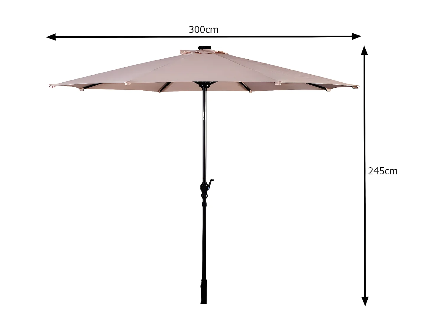 Parasol de Jardin Dia 300 CM/Parasol Déporté et Inclinable de Jardin avec 24 LED Beige