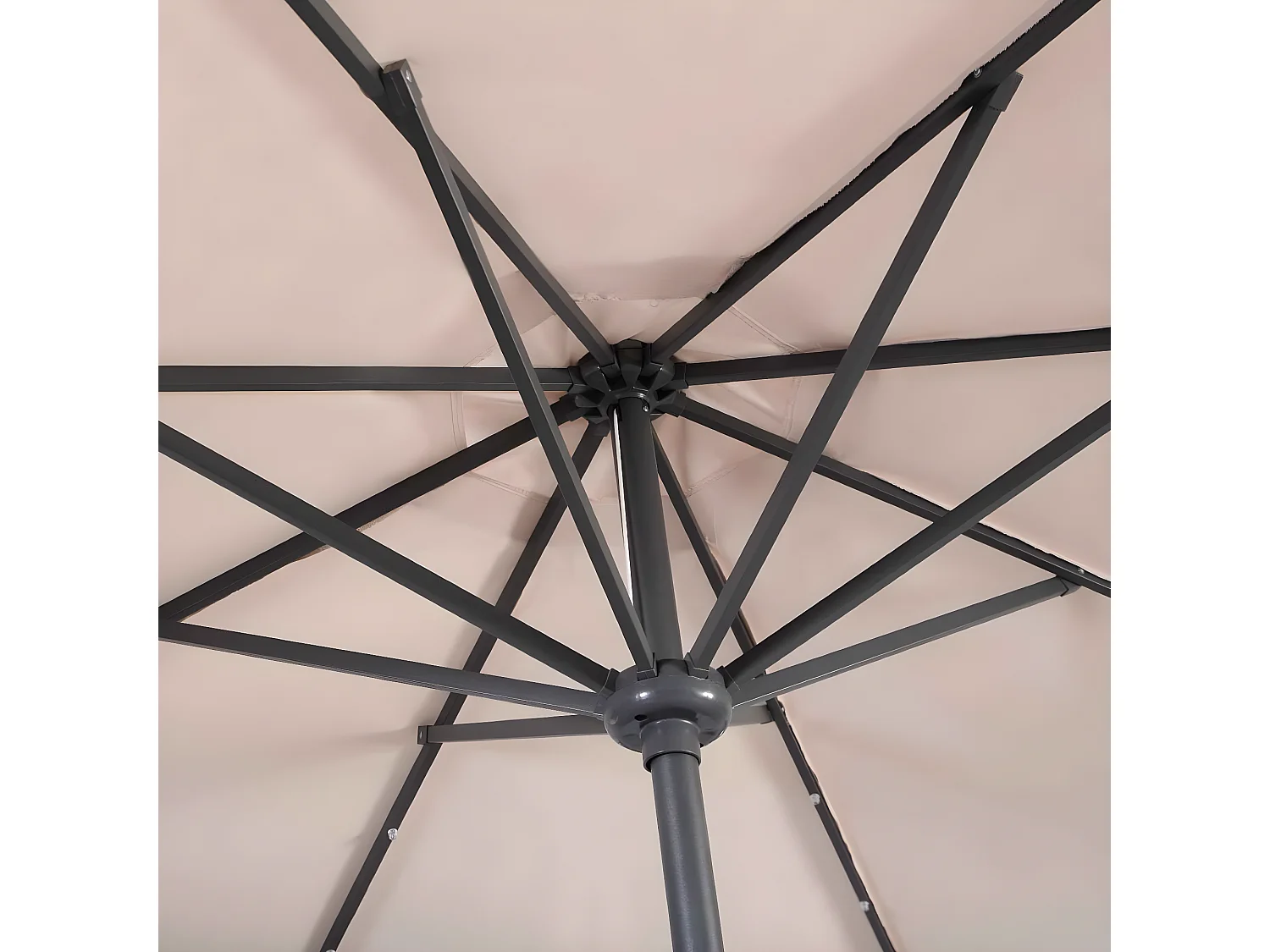 Parasol de Jardin Dia 300 CM/Parasol Déporté et Inclinable de Jardin avec 24 LED Beige