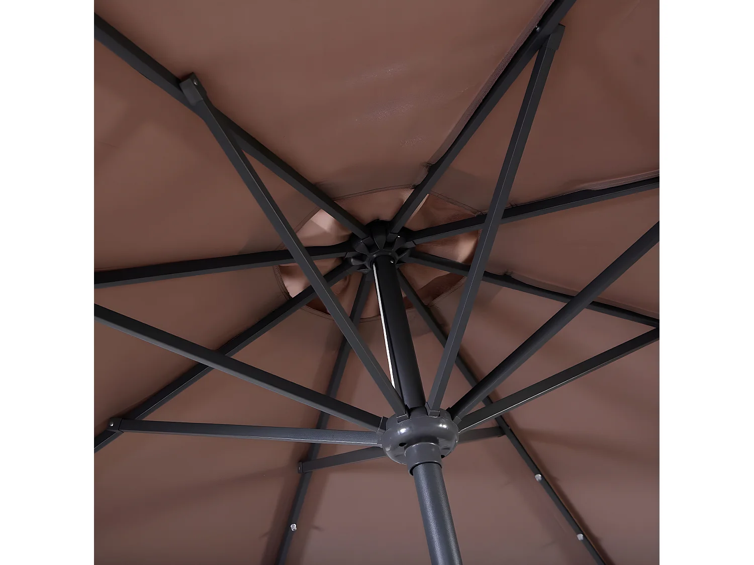 Parasol de Jardin Dia 300 CM/Parasol Déporté et Inclinable de Jardin avec 24 LED Marron