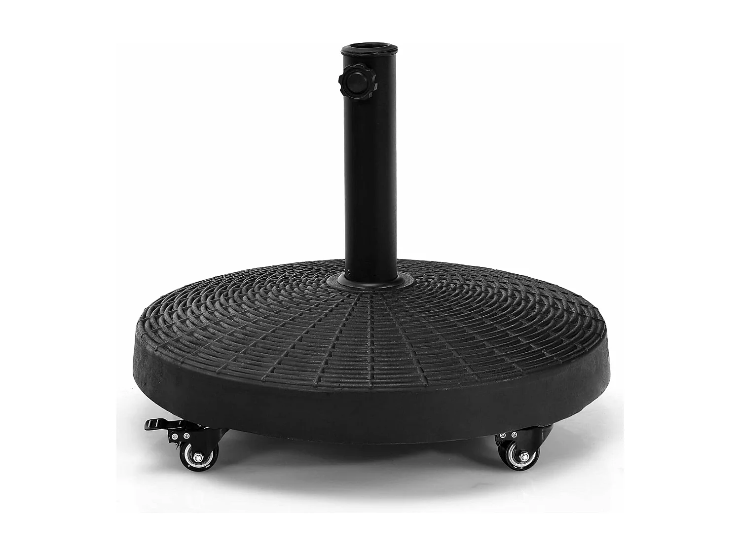 Pied de Parasol sur roulettes φ52CM 23KG, Socle Parasol Extérieur en Résine avec Bouton Rotatif, Résistant aux Intempéries, pour Poteaux de Parasol 38/48 mm