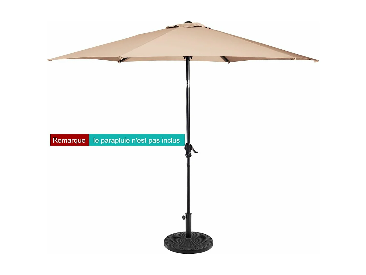 Pied de Parasol Beton φ49,5CM 15 KG, Pied de Parasol en Résine avec Bouton Rotatif, Résistant aux Intempéries, pour Poteaux de Parasol 35/48 mm