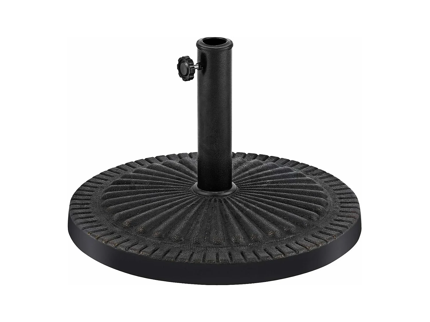 Pied de Parasol Beton φ49,5CM 15 KG, Pied de Parasol en Résine avec Bouton Rotatif, Résistant aux Intempéries, pour Poteaux de Parasol 35/48 mm