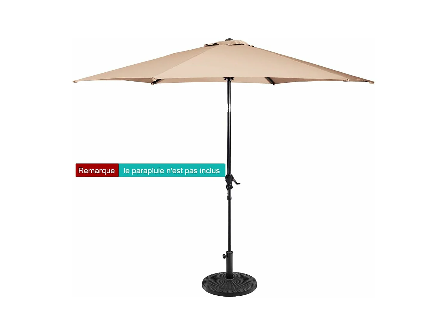 Pied de Parasol Beton φ49,5CM 15 KG, Pied de Parasol en Résine avec Bouton Rotatif, Résistant aux Intempéries, pour Poteaux de Parasol 35/48 mm