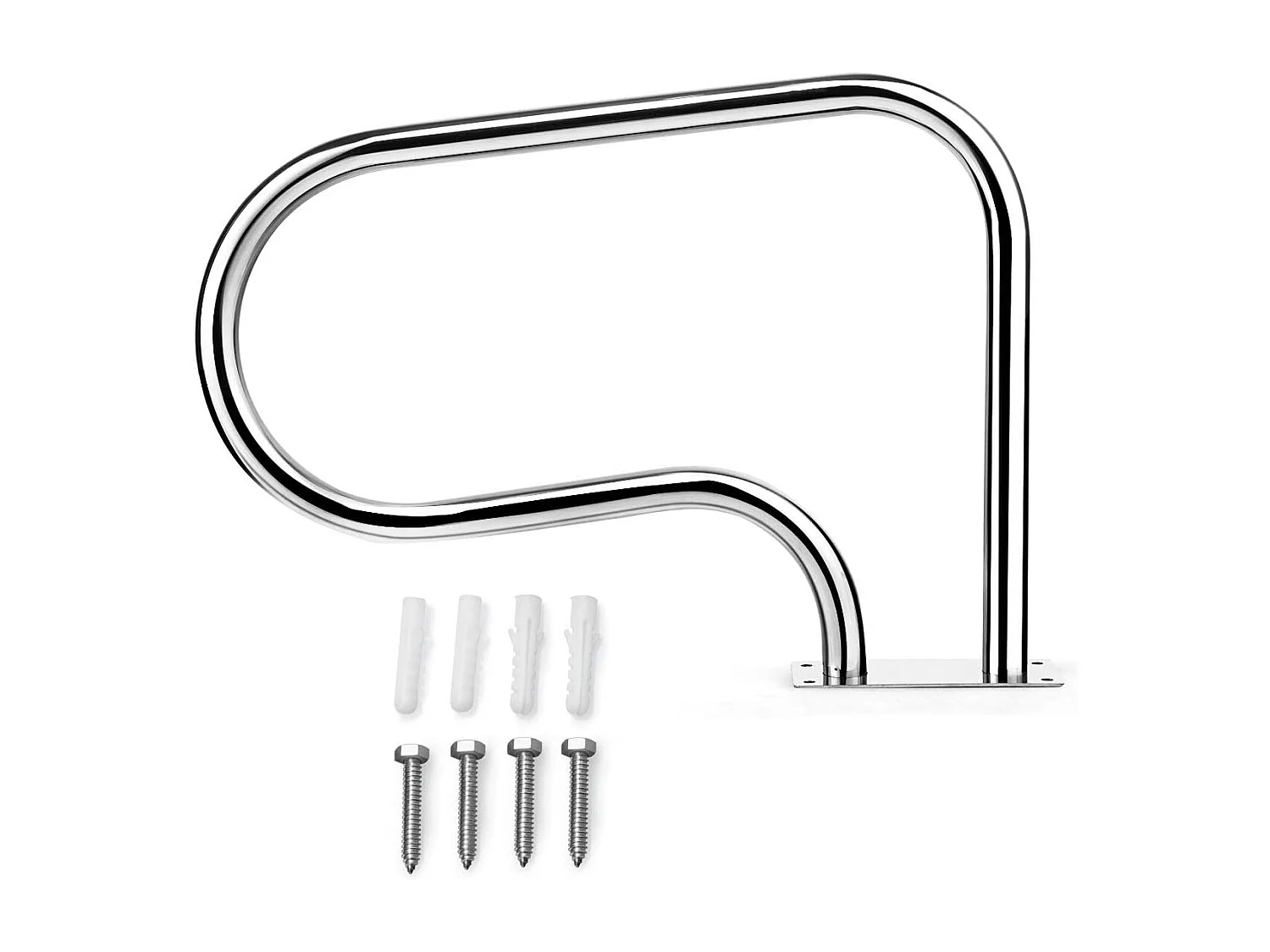 Main Courante de Piscine en Acier INOX, Rampe d'Escalier de Piscine avec Plaque de Base pour Stade, Parc Aquatique