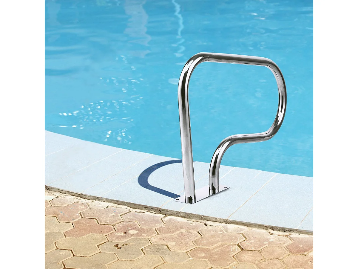 Main Courante de Piscine en Acier INOX, Rampe d'Escalier de Piscine avec Plaque de Base pour Stade, Parc Aquatique