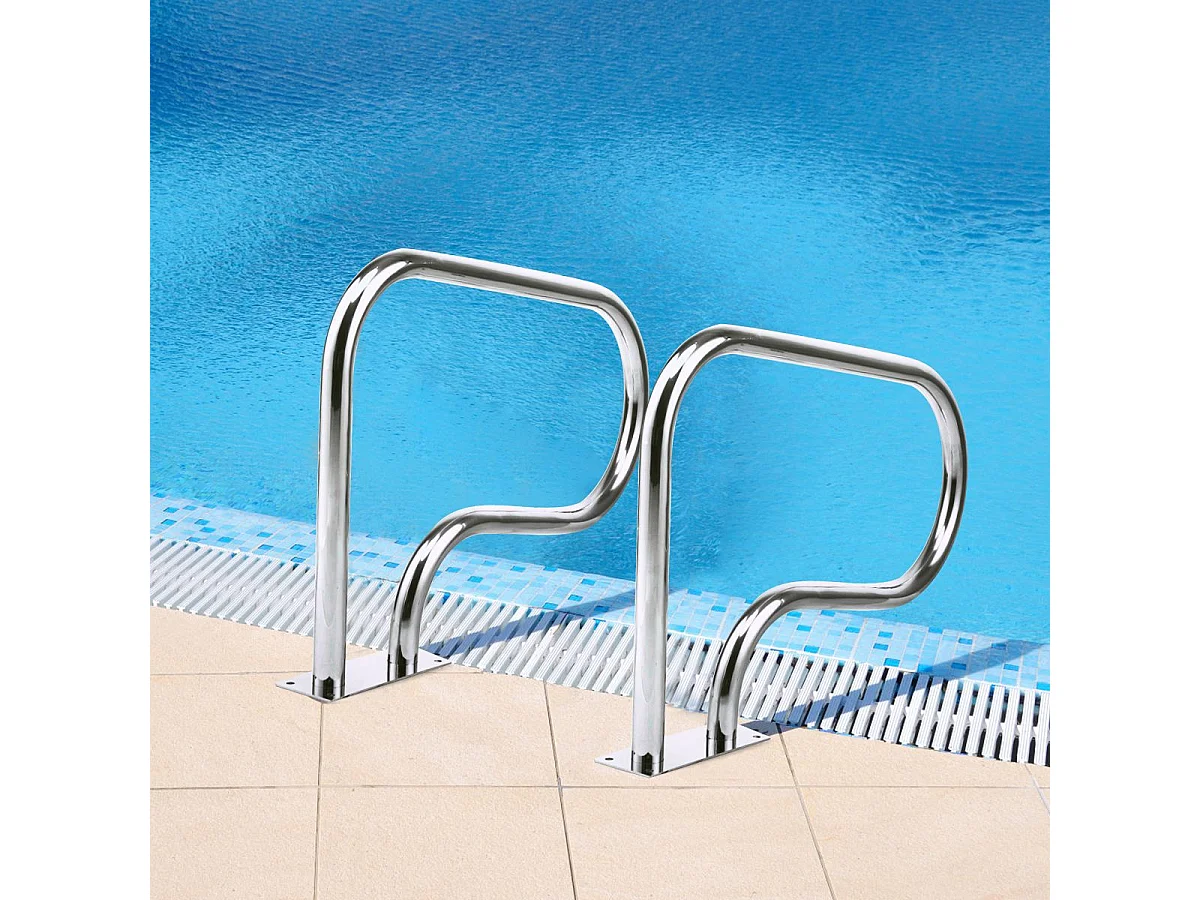 Main Courante de Piscine en Acier INOX, Rampe d'Escalier de Piscine avec Plaque de Base pour Stade, Parc Aquatique