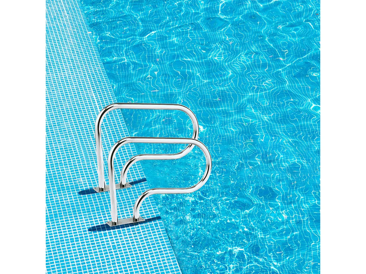 Main Courante de Piscine en Acier INOX, Rampe d'Escalier de Piscine avec Plaque de Base pour Stade, Parc Aquatique