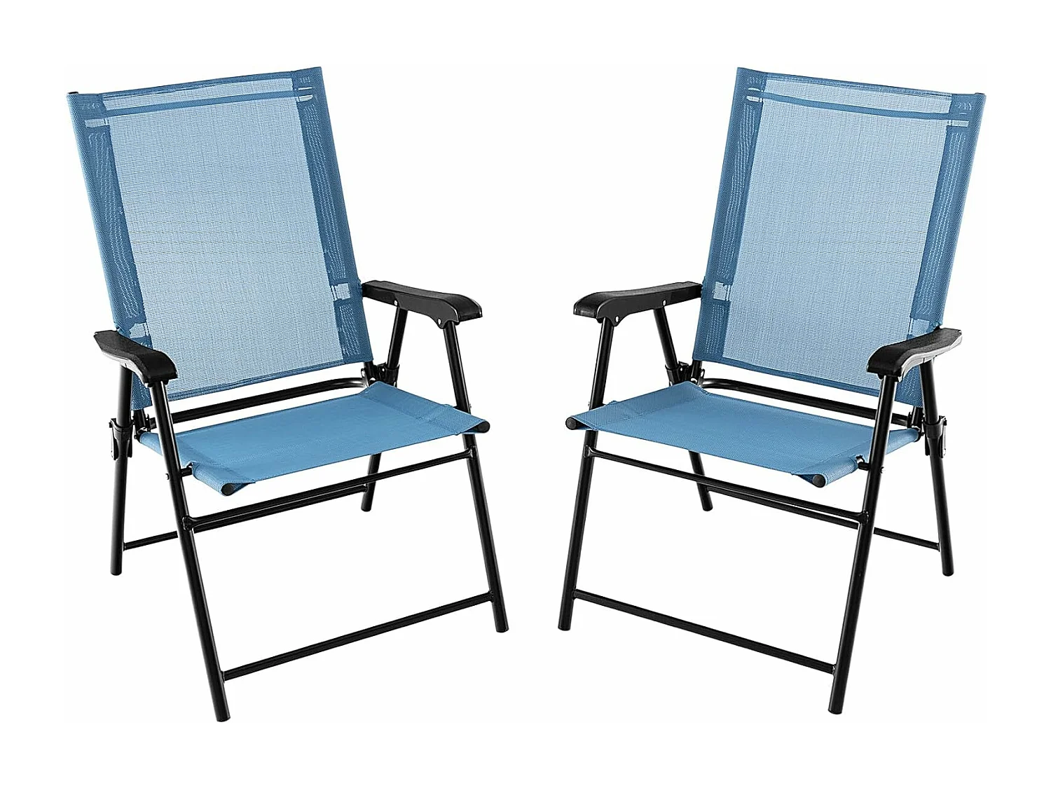 Lot de 2 Chaises de Jardin Pliables en Textilène Respirant Chaises de CamBoisg avec Verrou de sécurité et Dossier Haut Bleu
