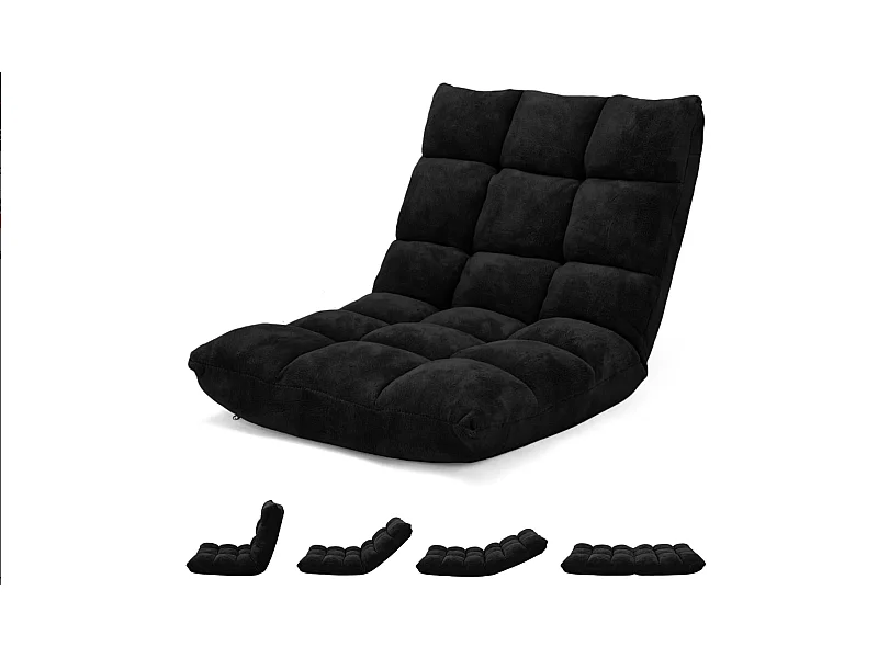 Luie bank Tatami opvouwbare vloerstoel bed stoel kussen vloerzitplaats voor thuis, kantoor 105 x 57 x 15 cm (zwart)