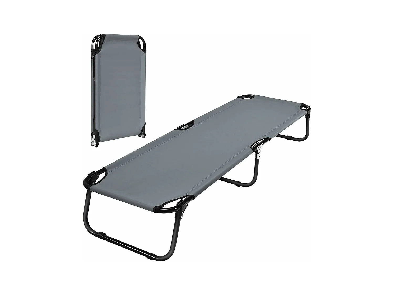 Lit de Camp Pliable en Tissu et velours Oxford avec Tubes Métalliques Épaissis, Compatible Sac de Couchage, 190x56x30 cm,Gris, 150kg