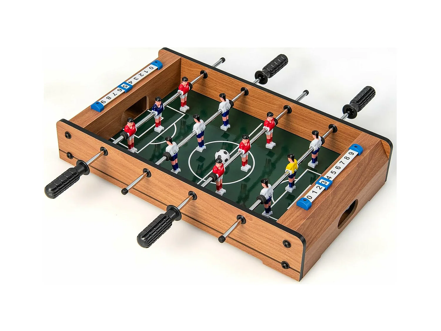 Baby-Foot en Bois avec Poignée Durable, Table de Jeu avec 2 Ballons, Coins Arrondis, Jouets pour Adulte et Enfant pour Fête, Bar, Salle de Jeux, 51 x 30,5 x 9 cm