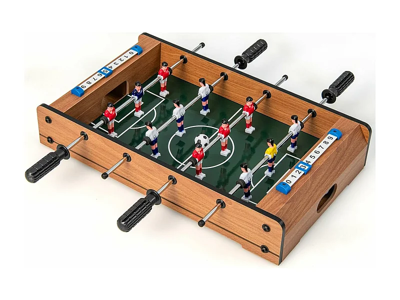 Baby-Foot en Bois avec Poignée Durable, Table de Jeu avec 2 Ballons, Coins Arrondis, Jouets pour Adulte et Enfant pour Fête, Bar, Salle de Jeux, 51 x 30,5 x 9 cm