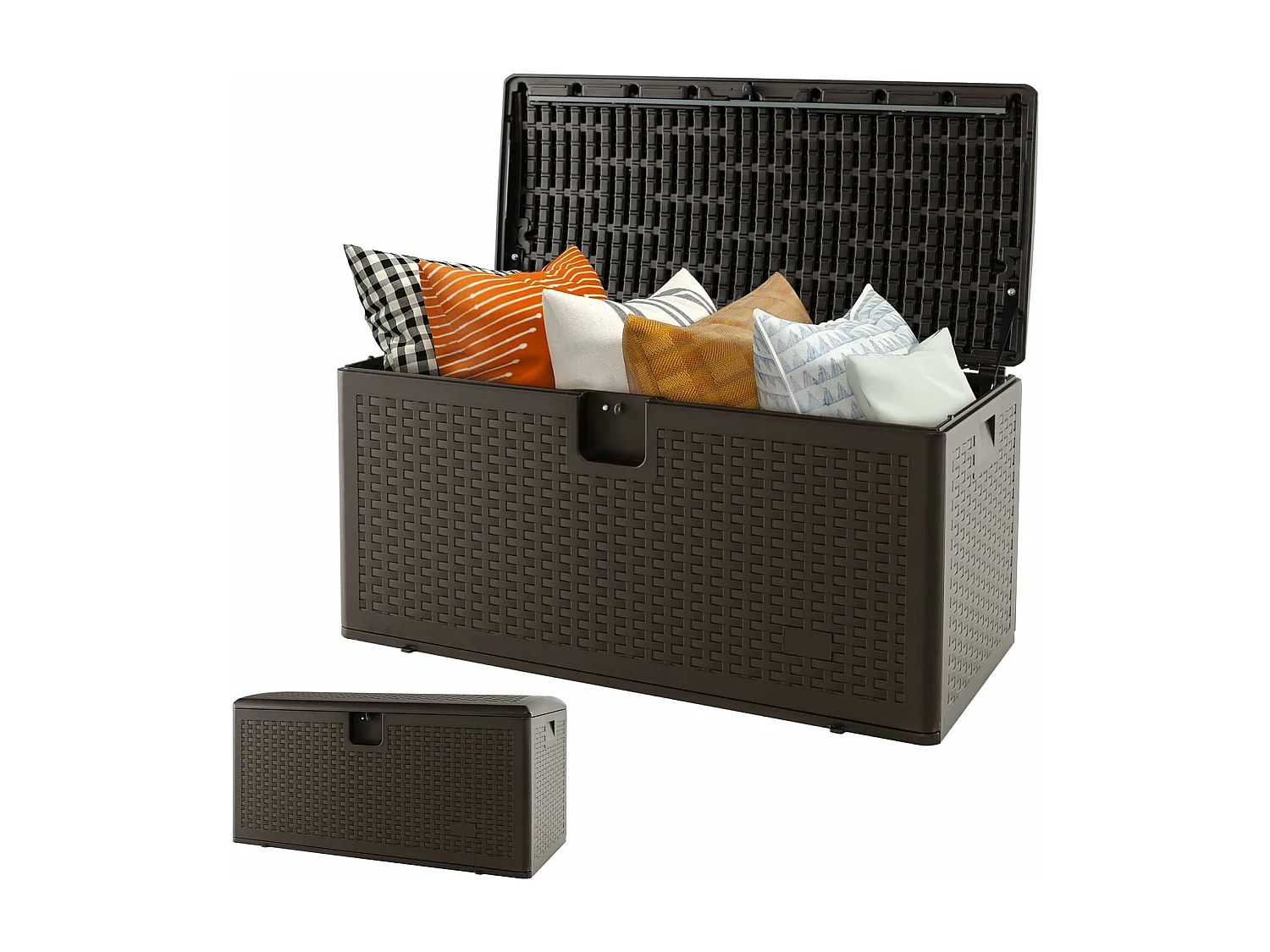 Coffre de Rangement Extérieure en HDPE 276L, Boîte de Rangement avec Couvercle Verrouillable, pour Ranger des Oreillers Outils Jouet Accessoires (114 x 54 x 56 cm)