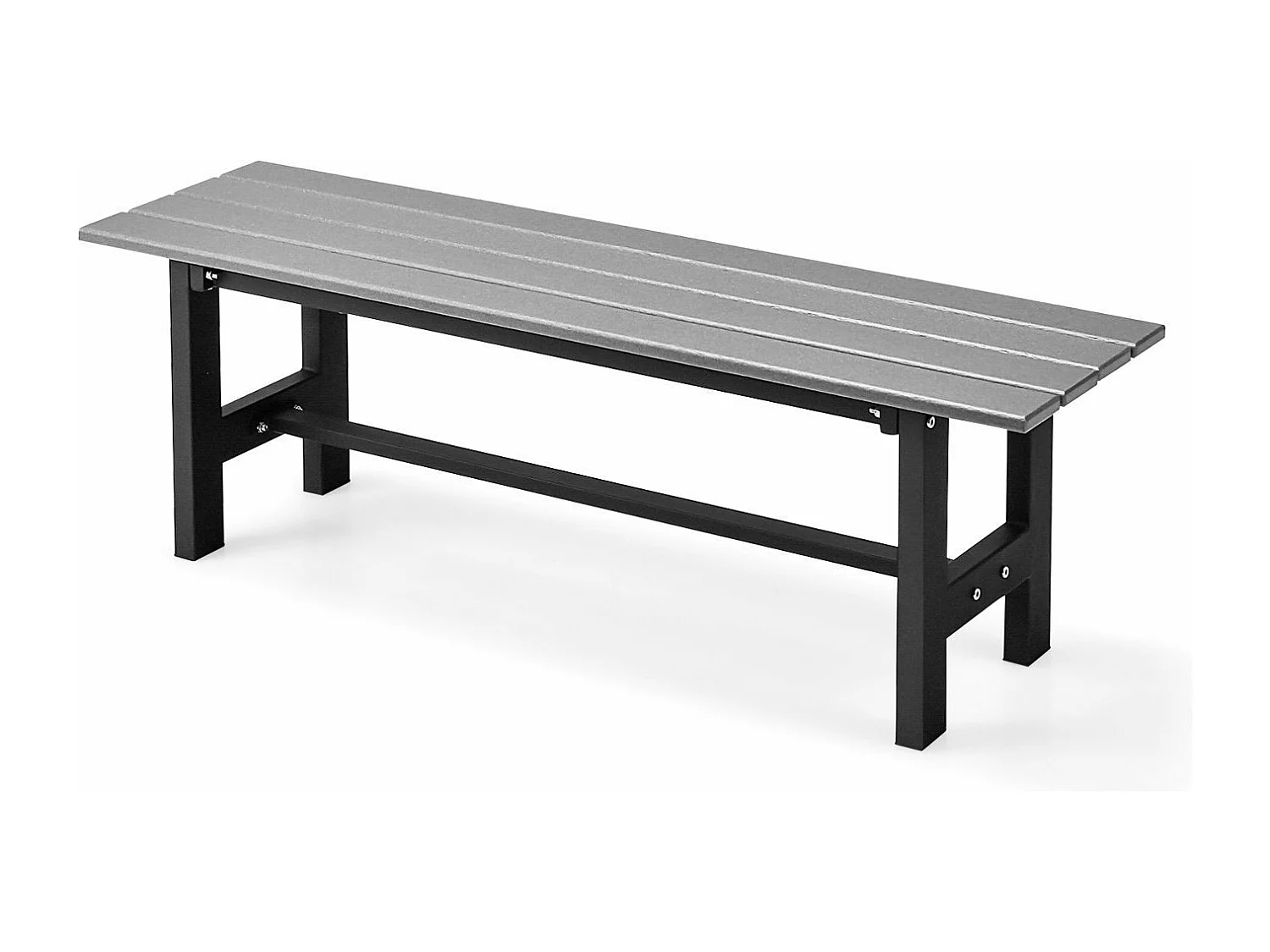 HDPE Tuinbank Metalen Frame voor 2 Personen, Rugloze Patiobank met Latten Zitting 120 x 36 x 40,5 cm, Belasting 300KG, voor Tuin Terras Binnenplaats (Grijs)