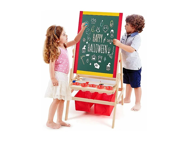 3 in 1 kinder-ezel, dubbelzijdig magnetisch bord van grenenhout, complete accessoires 52,5 x 51,5 x 106,5 cm