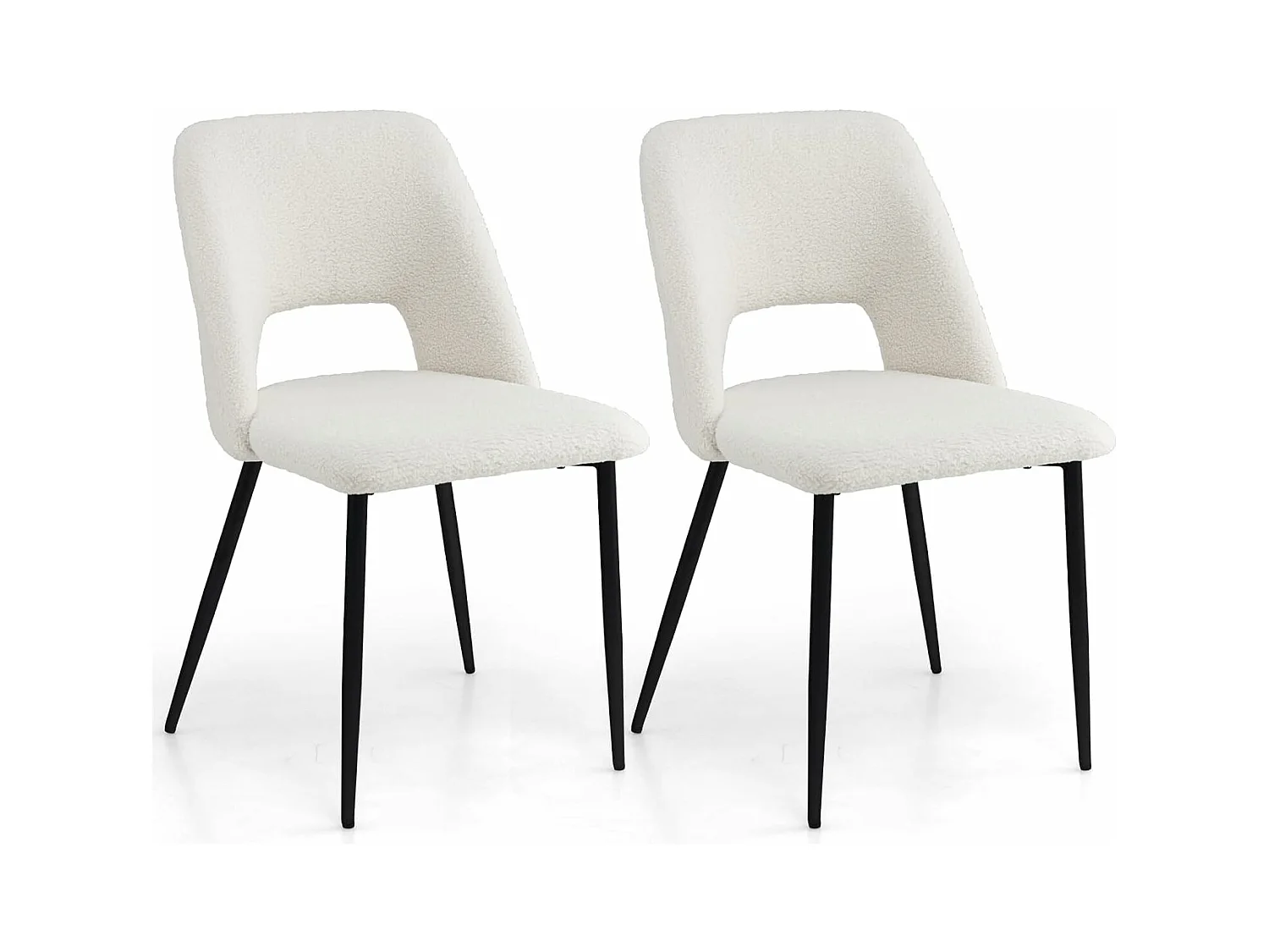 Chaises de Salle à Manger Lot de 2, Chaise Velour avec Dossier Creux, Pieds en Métal, Chaise Salon Rembourrée pour Cuisine, Chambre, Beige
