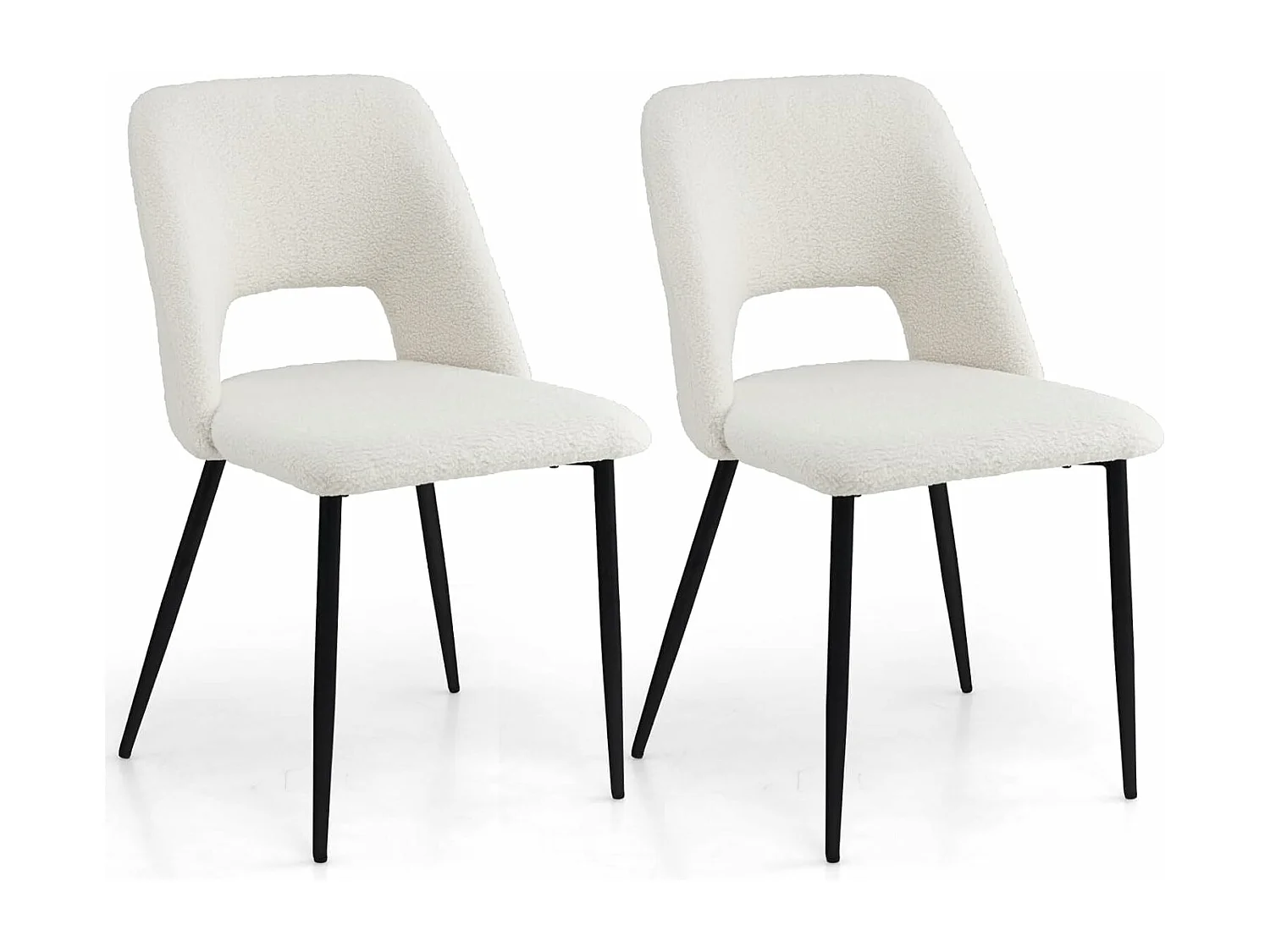 Chaises de Salle à Manger Lot de 2, Chaise Velour avec Dossier Creux, Pieds en Métal, Chaise Salon Rembourrée pour Cuisine, Chambre, Beige