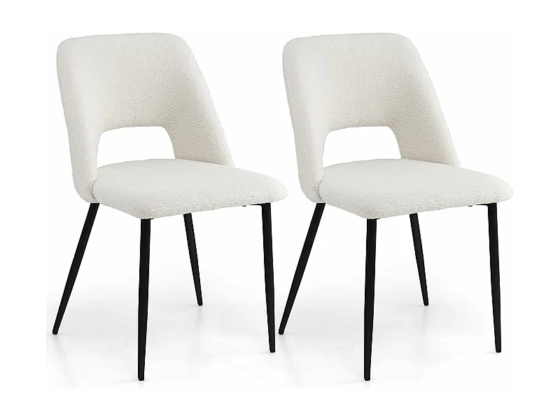 Chaises de Salle à Manger Lot de 2, Chaise Velour avec Dossier Creux, Pieds en Métal, Chaise Salon Rembourrée pour Cuisine, Chambre, Beige