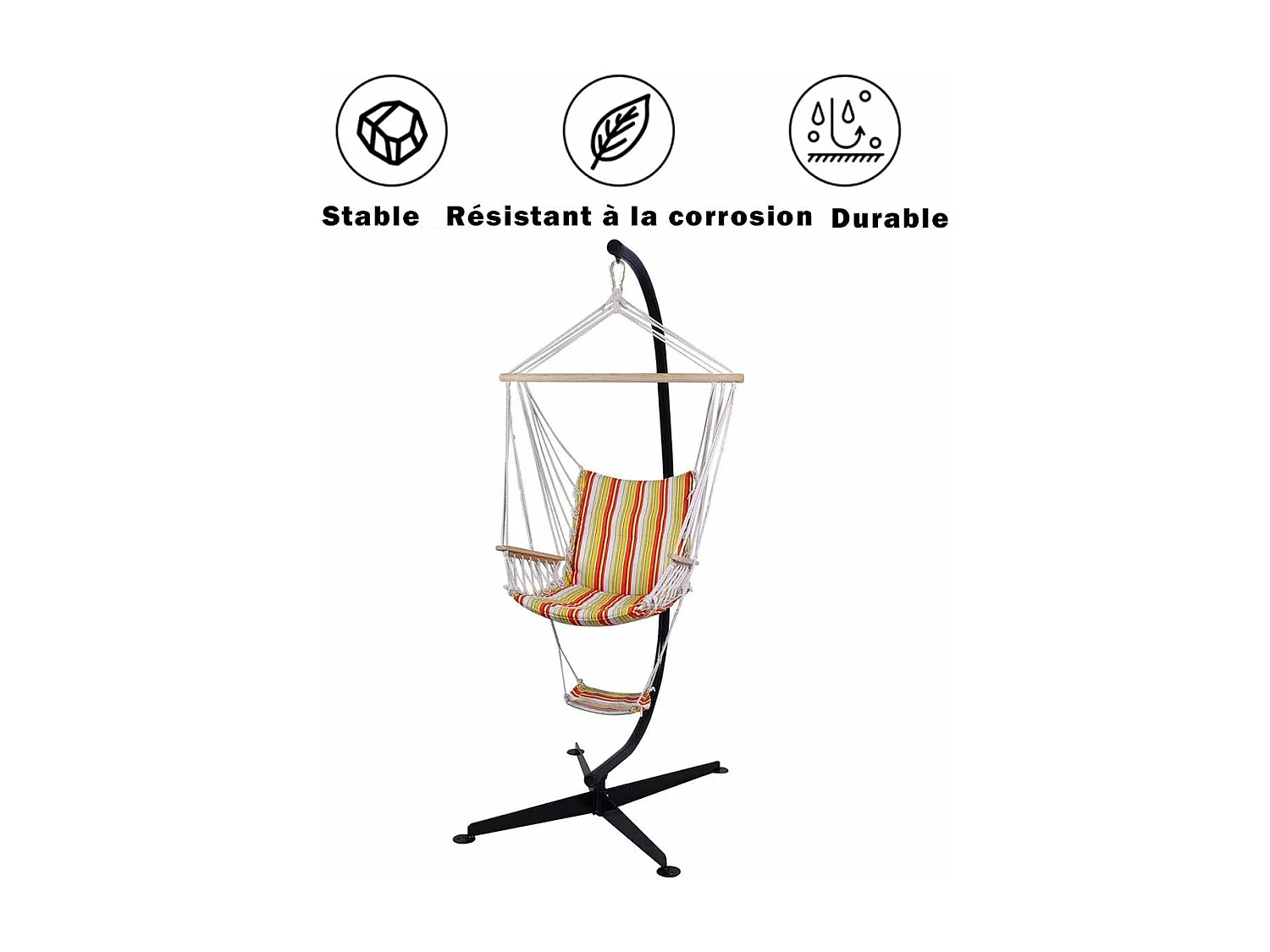Support de Hamac en Forme C, Support Métallique pour Hamac Charge Maximum de 150KG Noir Chaise (Hamac Non Incluse)