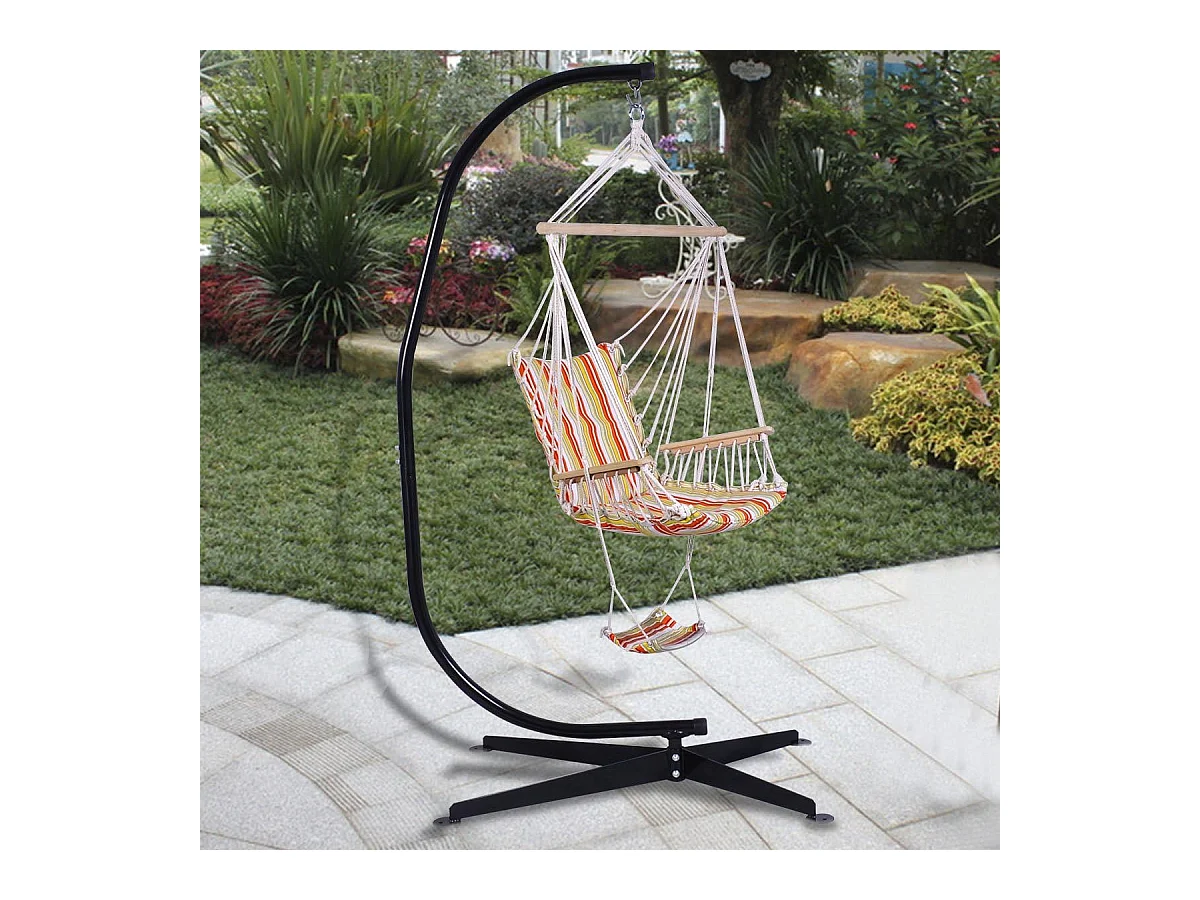 Support de Hamac en Forme C, Support Métallique pour Hamac Charge Maximum de 150KG Noir Chaise (Hamac Non Incluse)