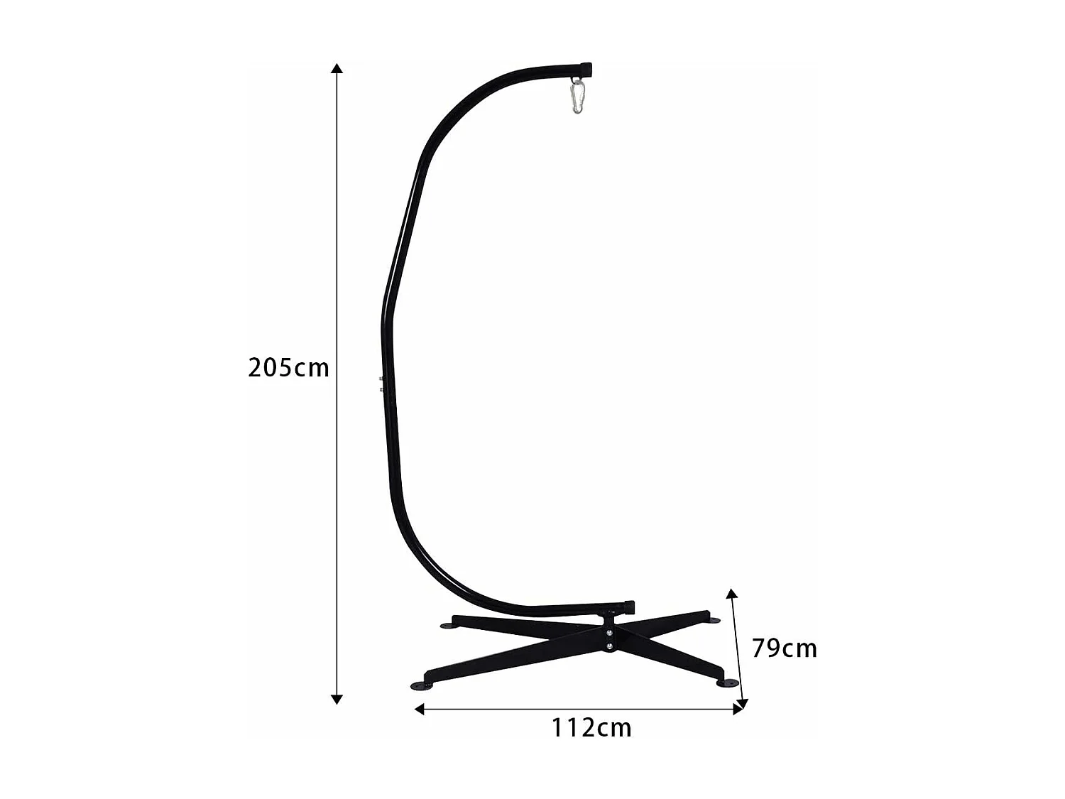 Support de Hamac en Forme C, Support Métallique pour Hamac Charge Maximum de 150KG Noir Chaise (Hamac Non Incluse)