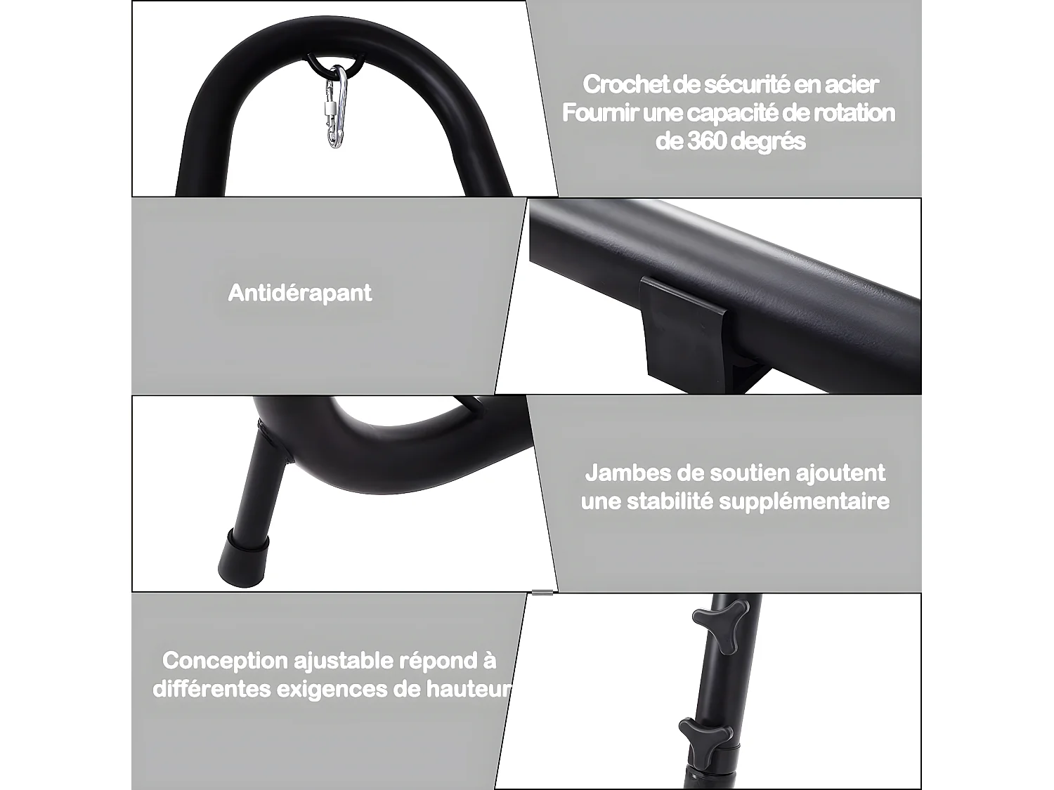 Support hamac stable Support pour fauteuil suspendu Hauteur ajustable charge max 150kg anti-rouille