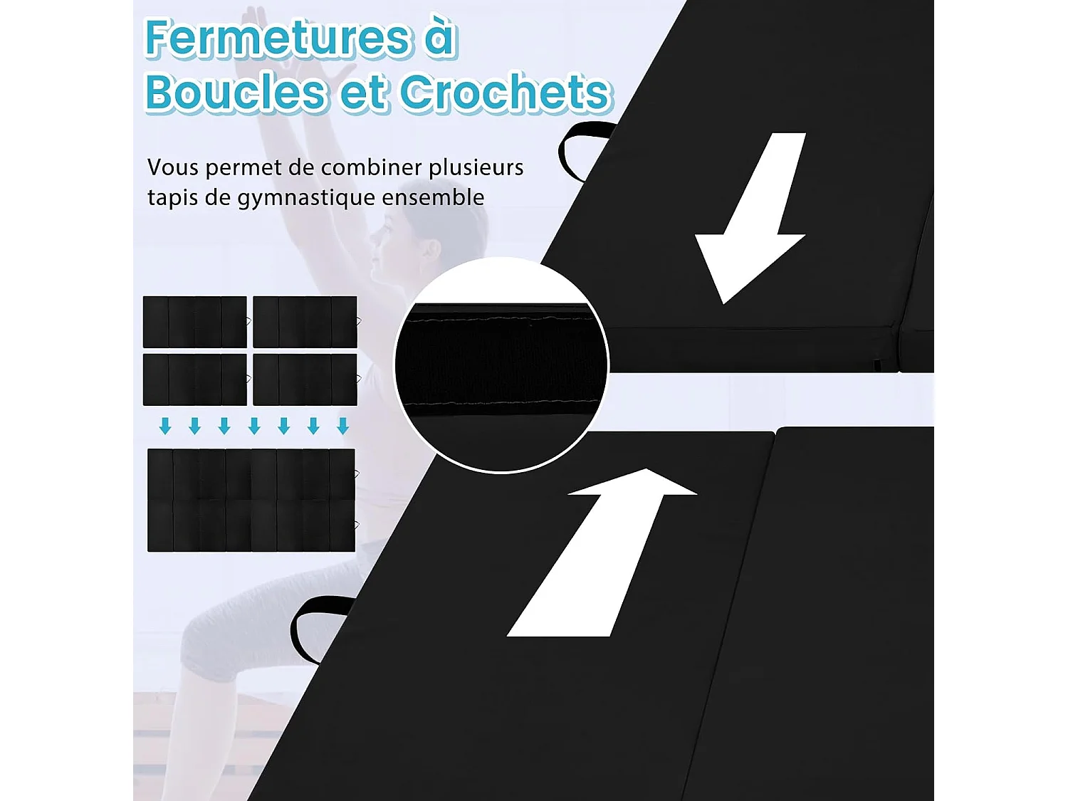 Tapis de Gymnastique Tapis de Yoga Pliant Tapis Musculation Matelas Gymnastique Pliant Portable Tapis d'Entrainement 180x60x4CM