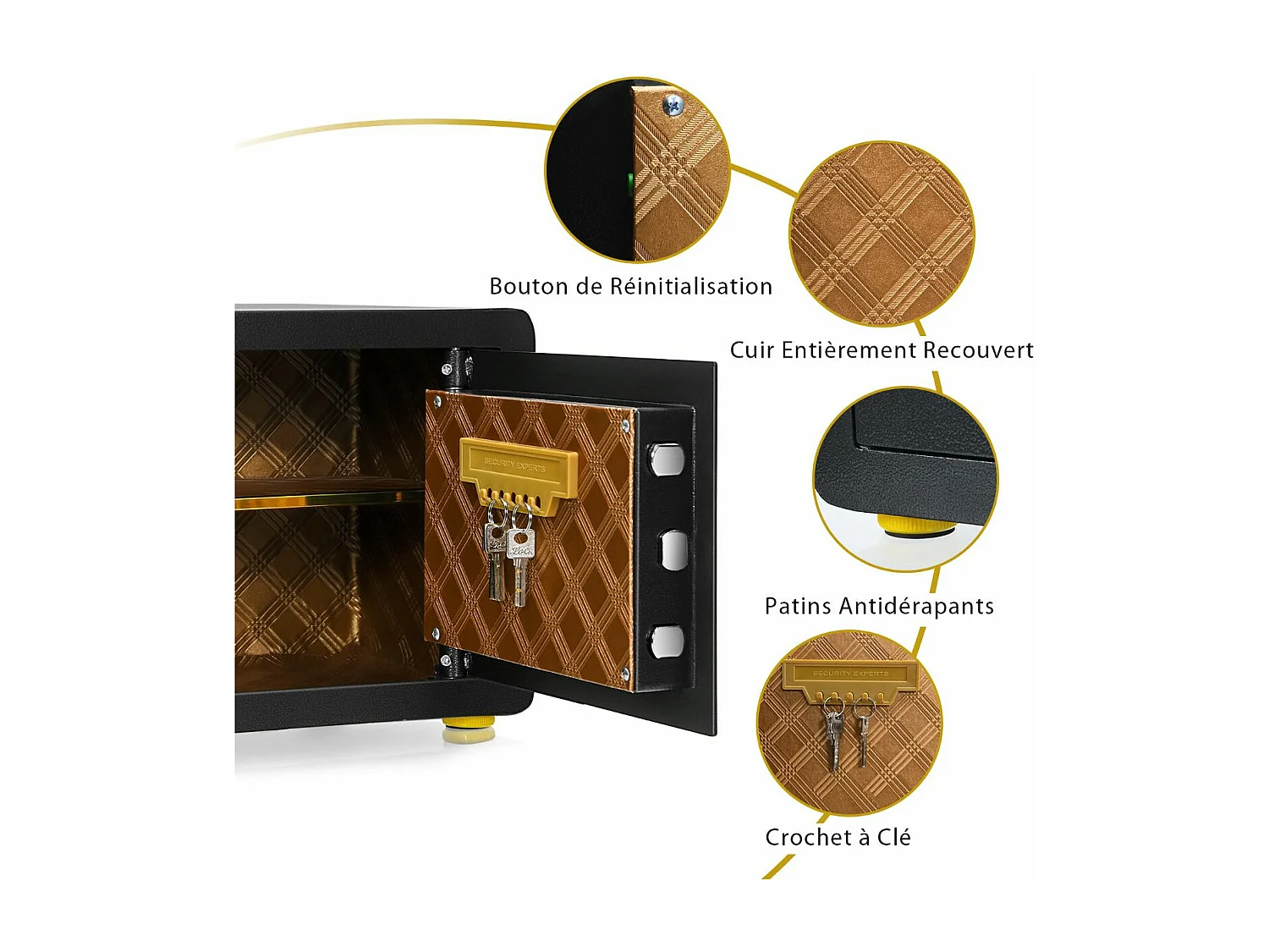 Coffre-fort de Sécurité Électronique avec Clavier Numérique, 2 Clés,Système d'Alarme,40 x 30 x 31 CM (L x l x H)
