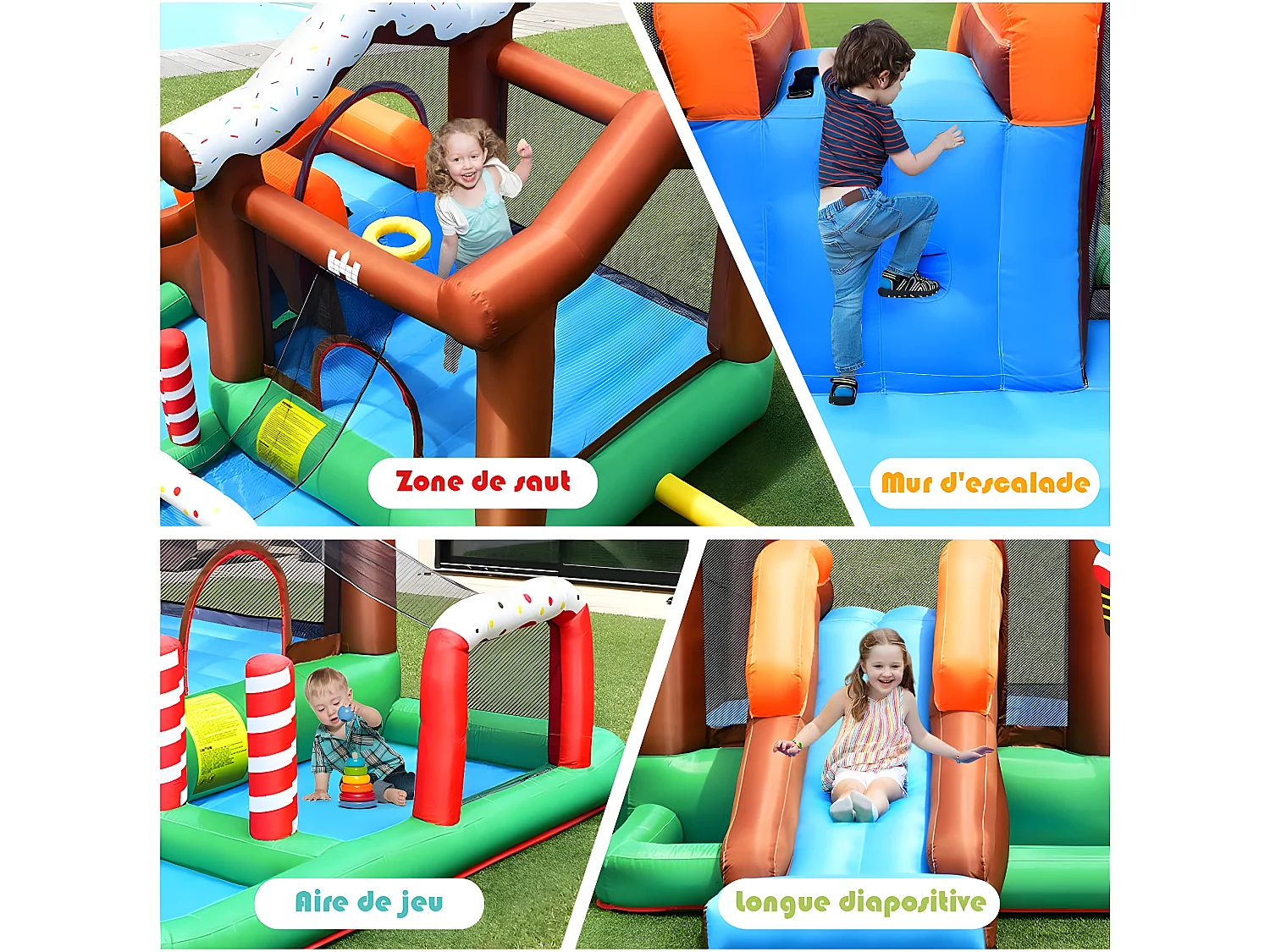 Château Gonflable pour Enfants avec Toboggan avec Souffleur 450W