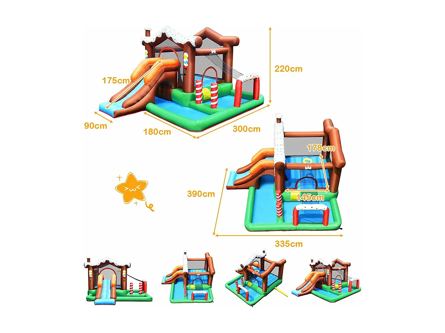 Château Gonflable pour Enfants avec Toboggan avec Souffleur 450W