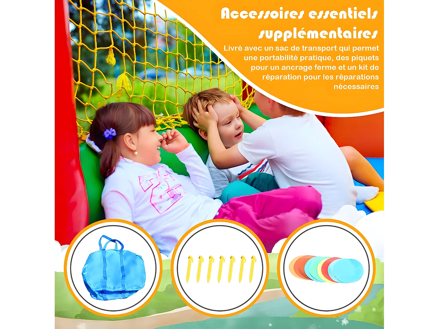 Château Gonflable pour Enfants avec Toboggan avec Souffleur 450W