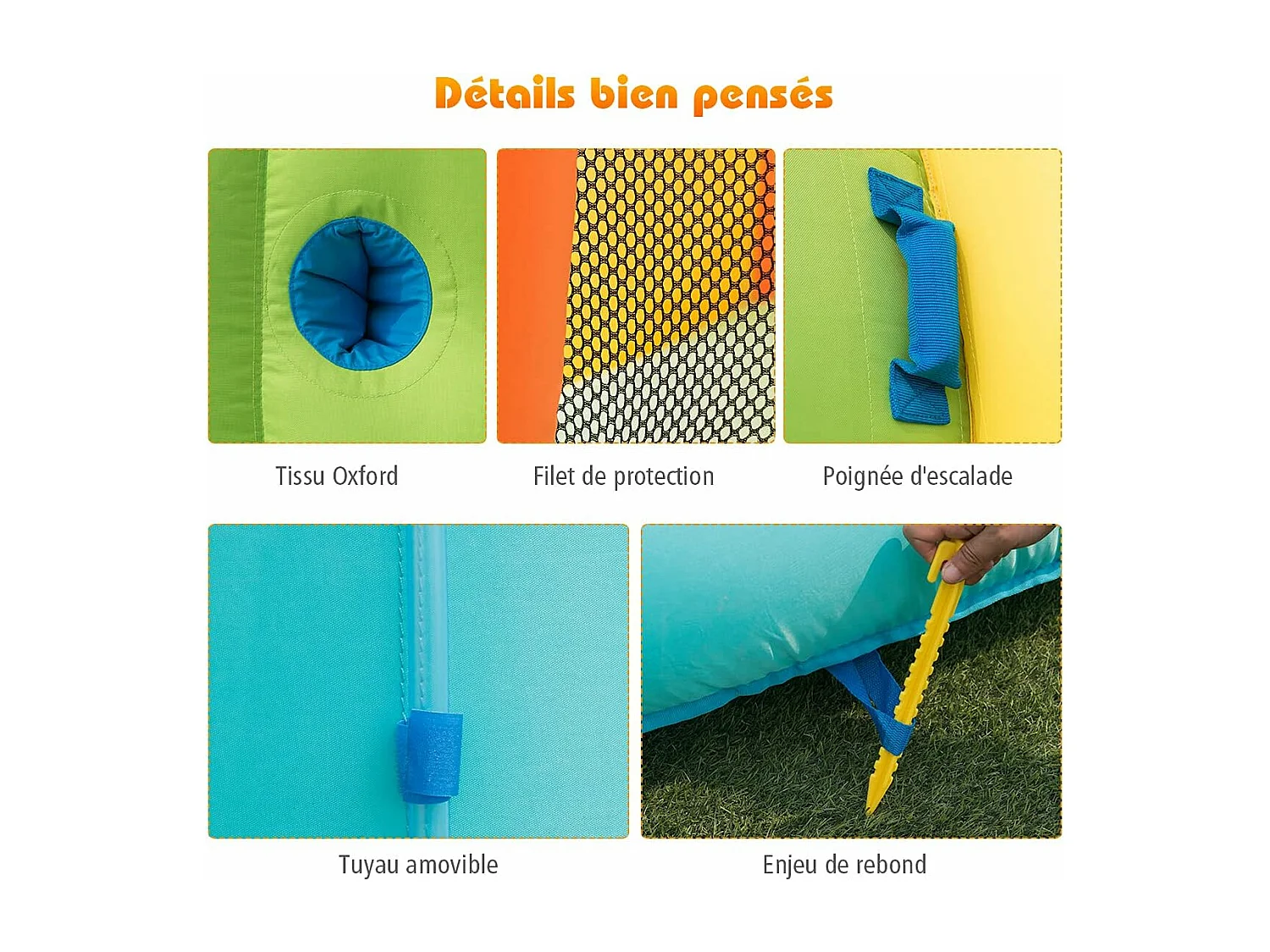 Château Gonflable pour Enfants 3-8 Ans avec Gonfleur 450W Toboggan Pataugeoire Système d’Arrosage Sac Portable Charge 90KG