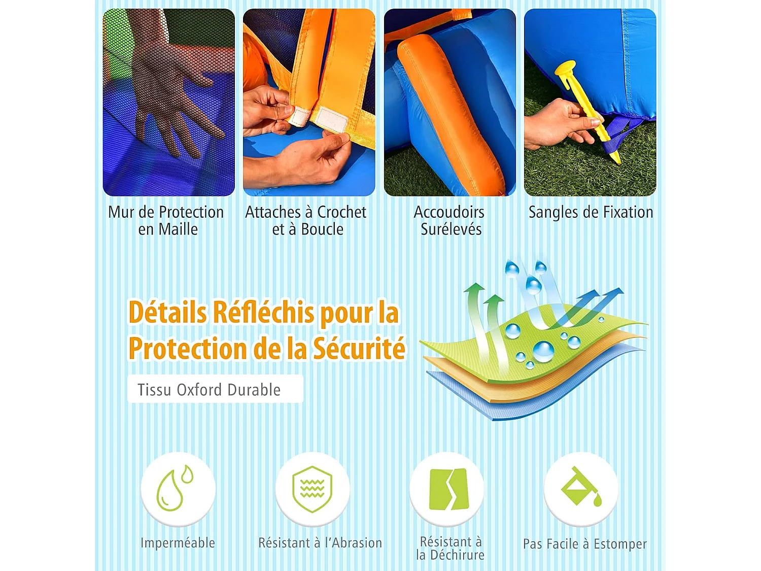 Château Gonflable avec Trampoline et Toboggan/Trampoline Gonflant Extérieur pour Enfants, 250 x 195 x 141 cm (sans gonfleur)