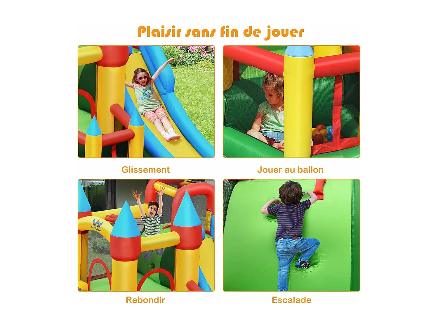 Château Gonflable avec 2 Toboggans, Aire de Saut, Piscine à Balles et Panier de Basketball, 330 x 300 x 210 cm pour Enfants 3-10 Ans Charge Max 135KG, Avec Gonfleur