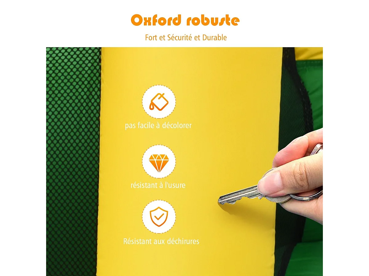 Château Gonflable avec 2 Toboggans, Aire de Saut, Piscine à Balles et Panier de Basketball, 330 x 300 x 210 cm pour Enfants 3-10 Ans Charge Max 135KG, Avec Gonfleur