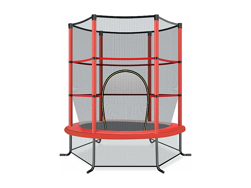Trampoline Extérieur Enfants Ø165 CM avec Filet de Sécurité, Trampoline Enfants avec Cadre en Acier & 6 Poteaux Recouvert de Mousse, Charge Max 135kg pour Garçon et Fille