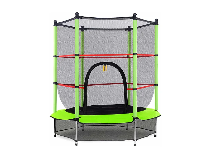 Trampoline Ø 140 cm,Filet de Protection,Echelle,Rond,Vert