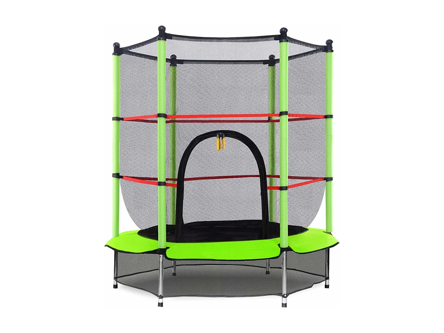 Trampoline Ø 140 cm,Filet de Protection,Echelle,Rond,Vert