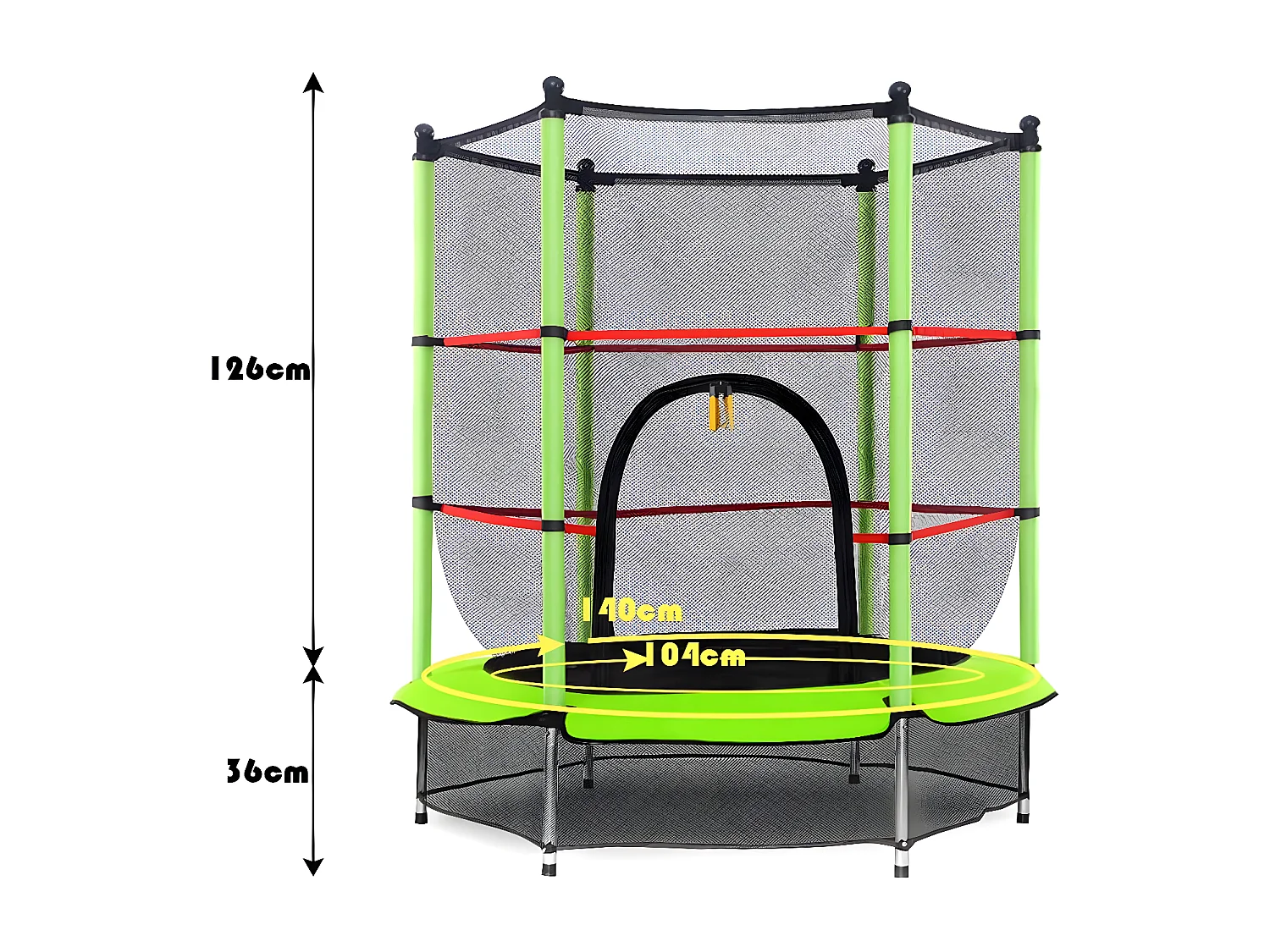 Trampoline Ø 140 cm,Filet de Protection,Echelle,Rond,Vert