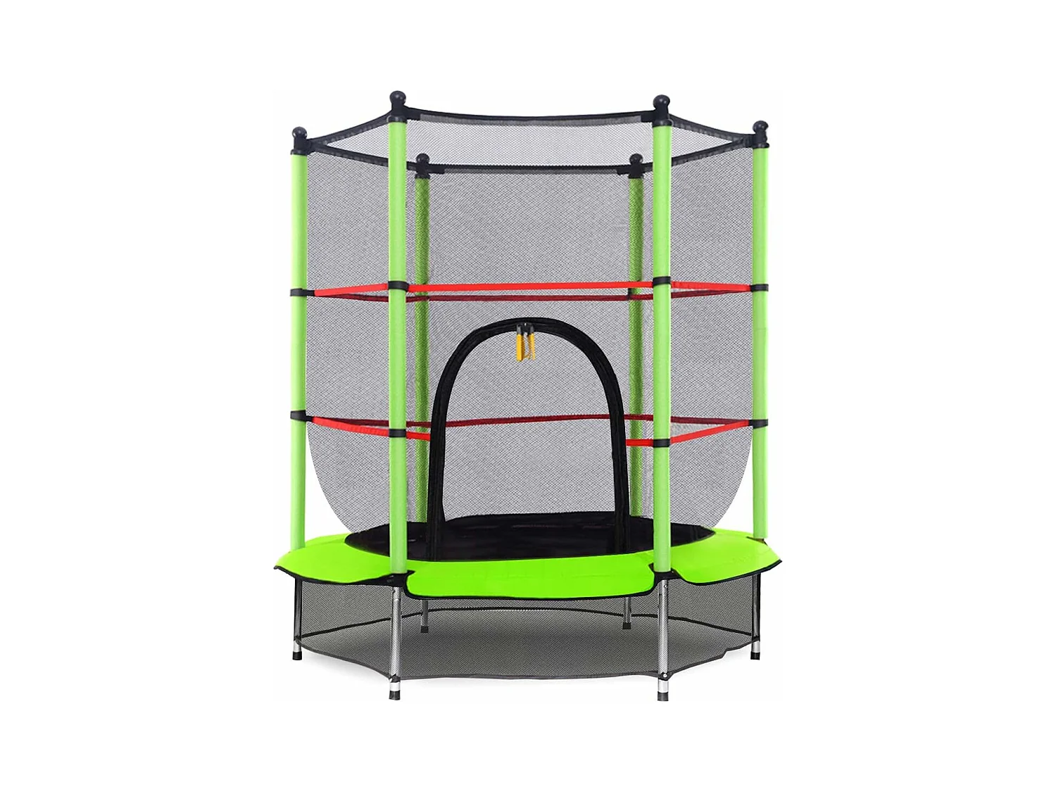 Trampoline Ø 140 cm,Filet de Protection,Echelle,Rond,Vert
