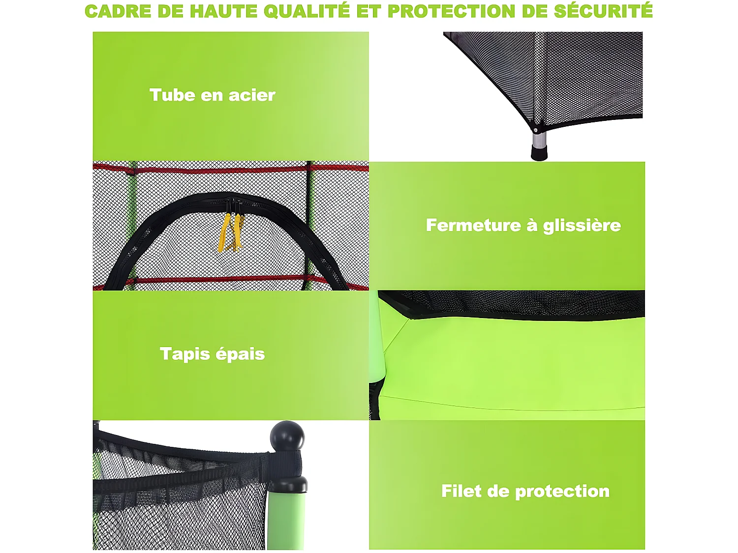 Trampoline Ø 140 cm,Filet de Protection,Echelle,Rond,Vert