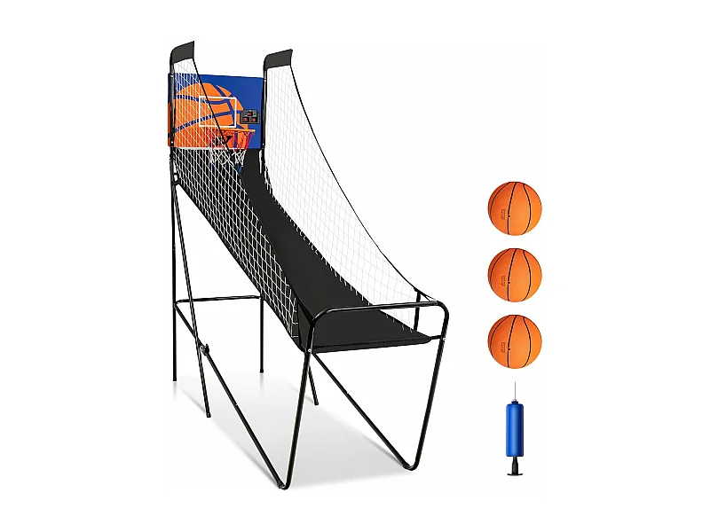 Jeu de Basketball Arcade, Jeu de Basketball Pliable avec Compteur Électronique et Buzzer, 3 Ballons de Basket, 1 Pompe