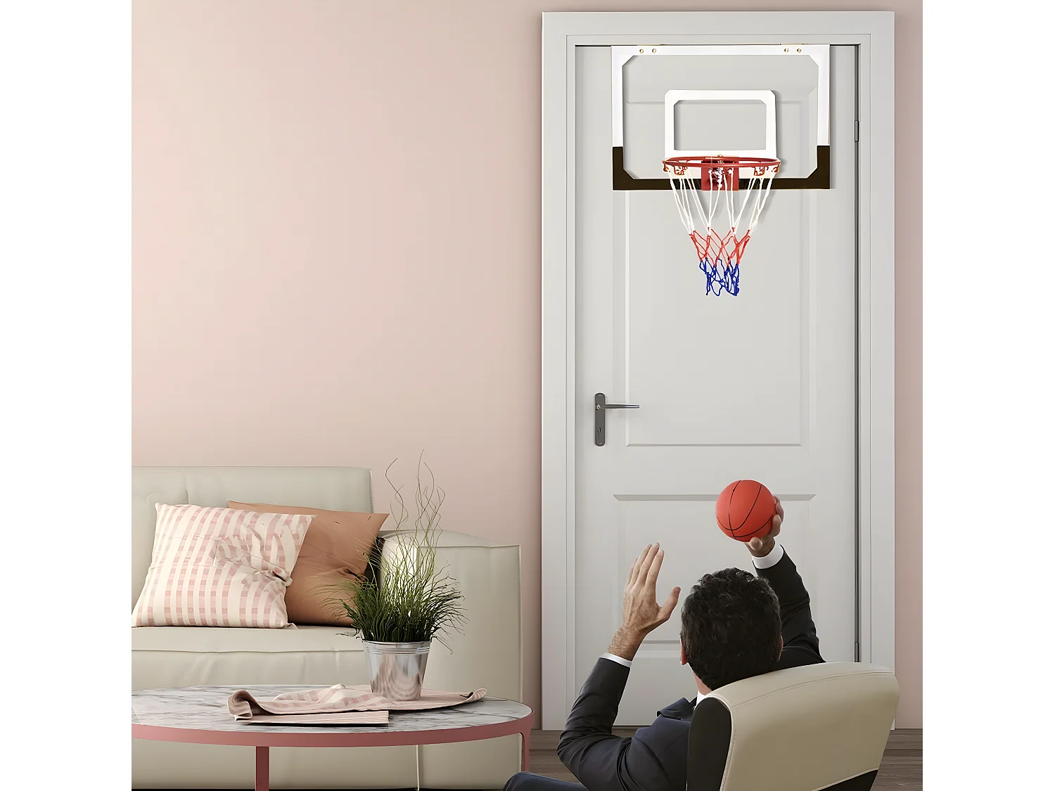 Mini Panier de Basket 46 x 30,5CM Murale avec Basketball,Gonfleur et Aiguille dans Chambre,Salle de jeux