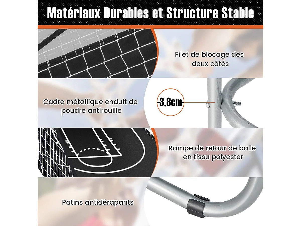 Panier de Basketball Pliable à 2 Panier 4 Balles Pompe de Gonflage, Jeu de Basketball Arcade avec Système de Pointage, 8 Modes de Jeux pour Enfants Adultes (Blanc)