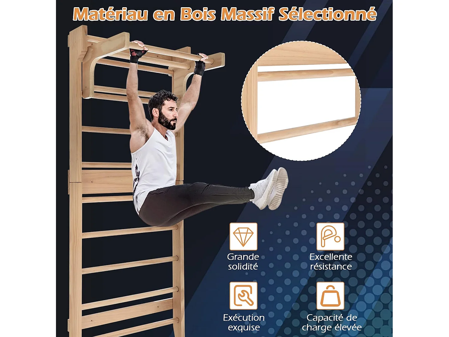 Espalier Suédois, Espalier de Gym Multifonctionnel pour Adulte et Enfant