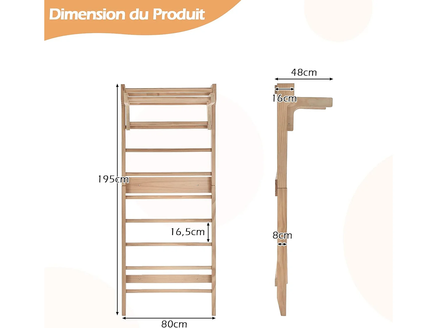 Espalier Suédois, Espalier de Gym Multifonctionnel pour Adulte et Enfant